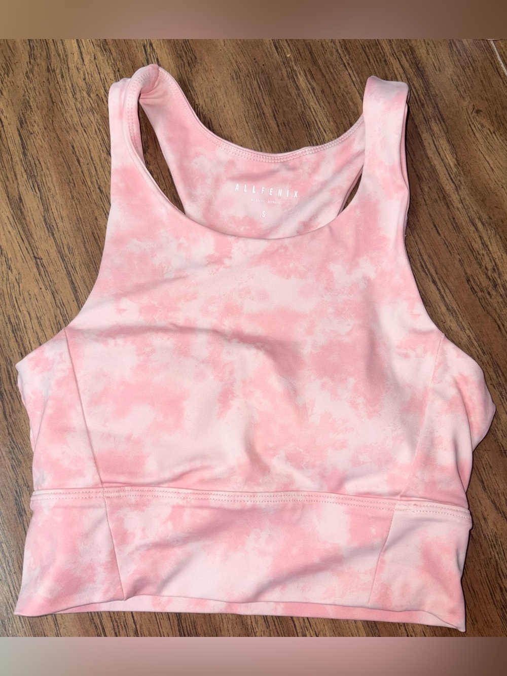 ALLFENIX Pink Tie-Dye High Neck Sports Bra